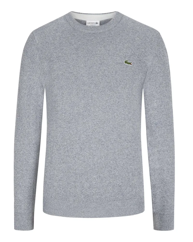 Lacoste Strick-Pullover mit Logo-Aufnäher, Regular Fit in Grau