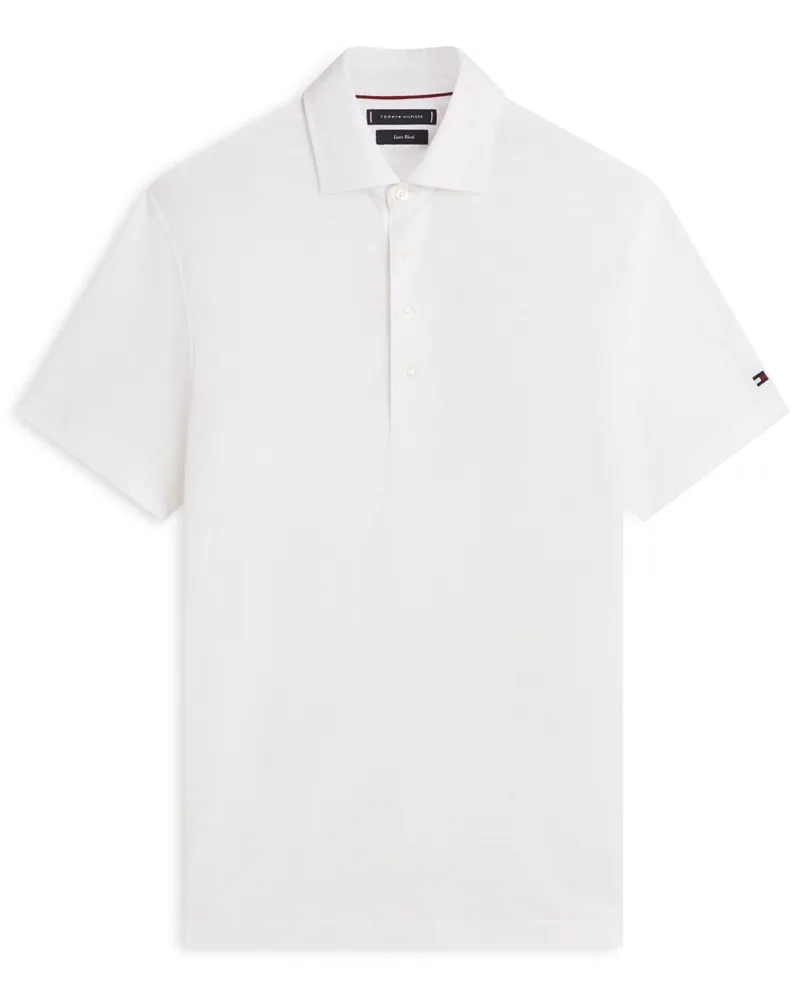 Tommy Hilfiger Poloshirt aus einem soften Leinen-Mix mit Struktur in Weiß