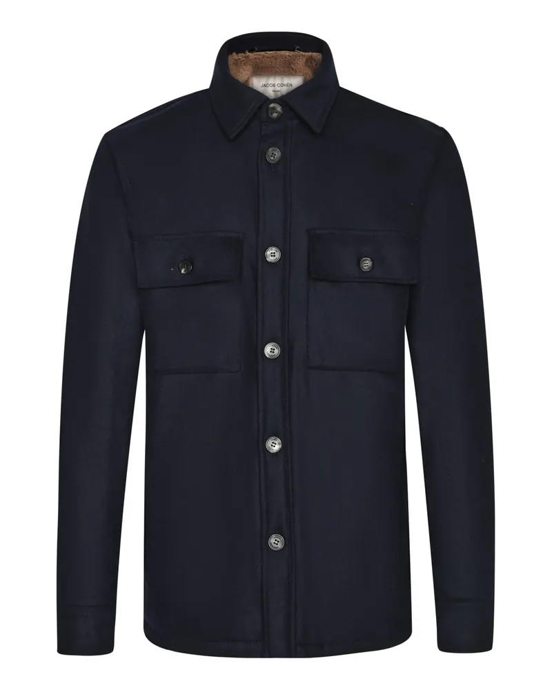 Jacob Cohën Gefüttertes Overshirt aus einem Wollflanell in Marine