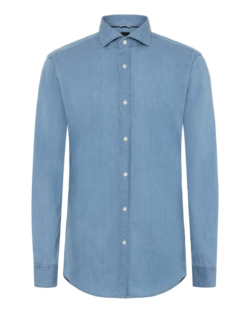 HUGO BOSS Legeres Jeanshemd mit Kentkragen, Slim Fit in Denim