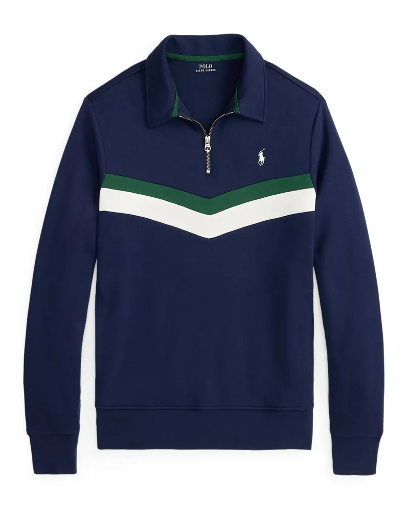 Ralph Lauren Rugbyshirt aus einem Baumwoll-Mix mit Stickerei und Eingrifftaschen in Marine
