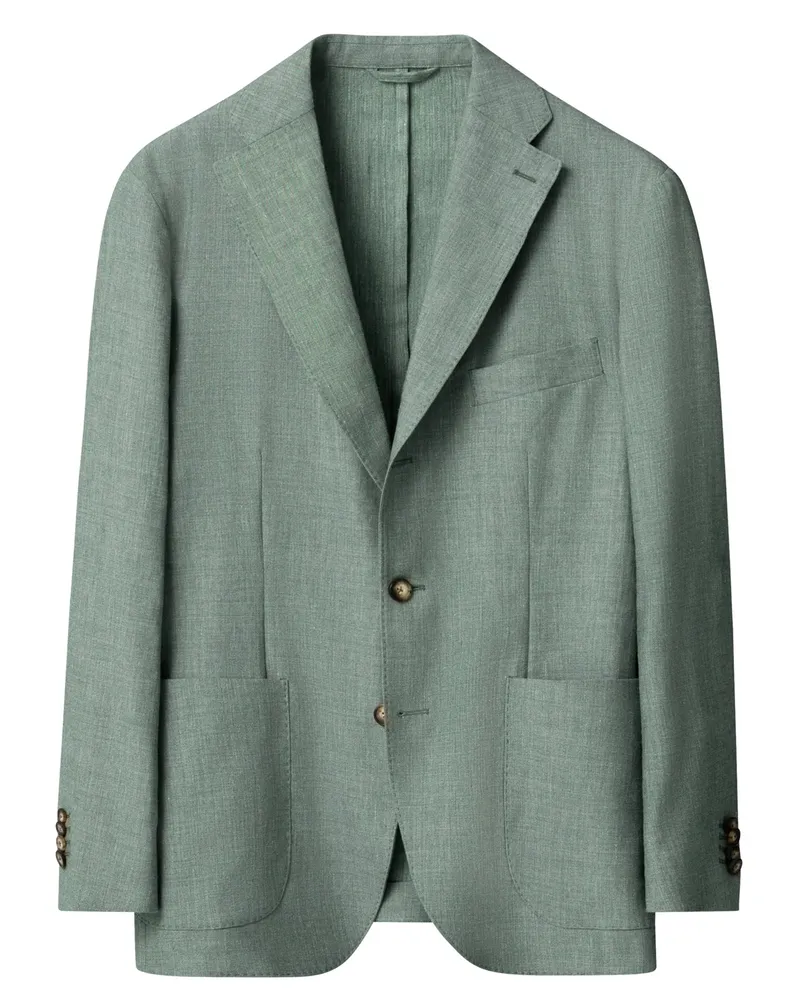 Eton Ungefüttertes 3-Knopf Sakko aus Leinen und Schurwolle in Oliv
