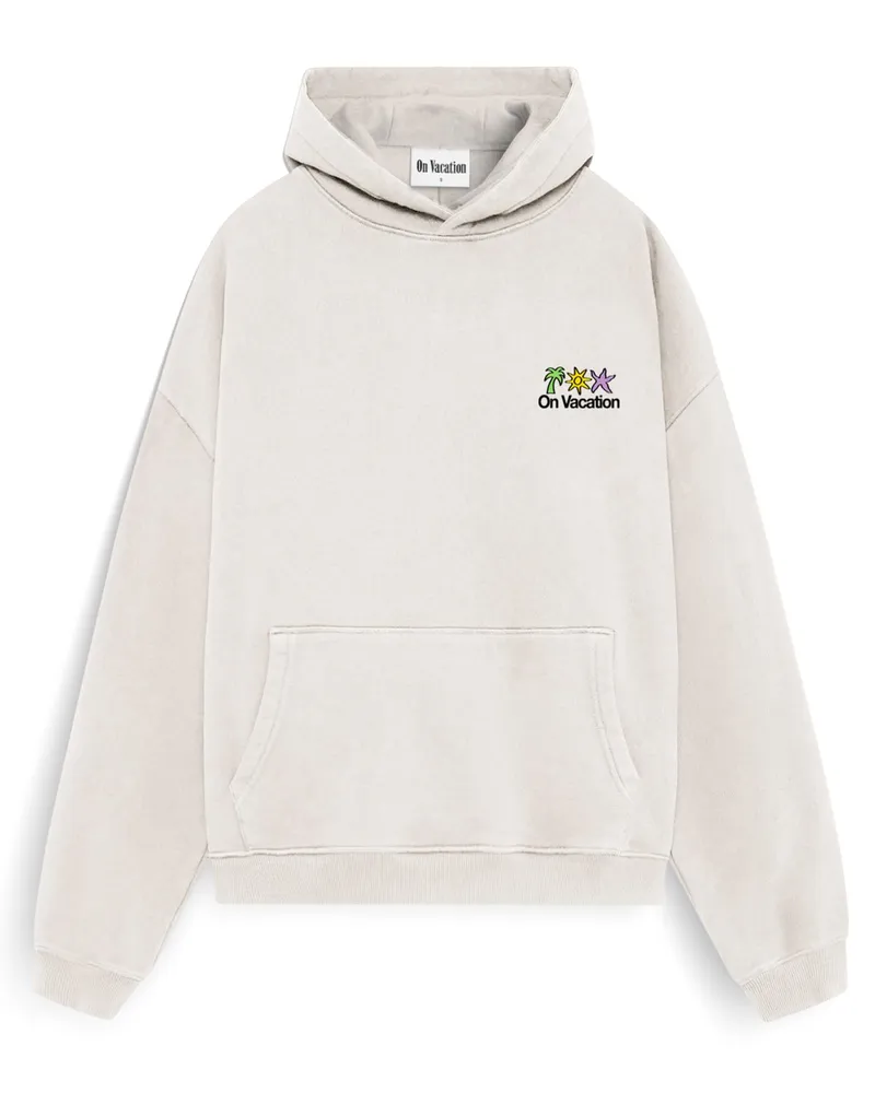 On Vacation Hoodie aus Bio-Baumwolle mit beidseitigem Print in Kreide