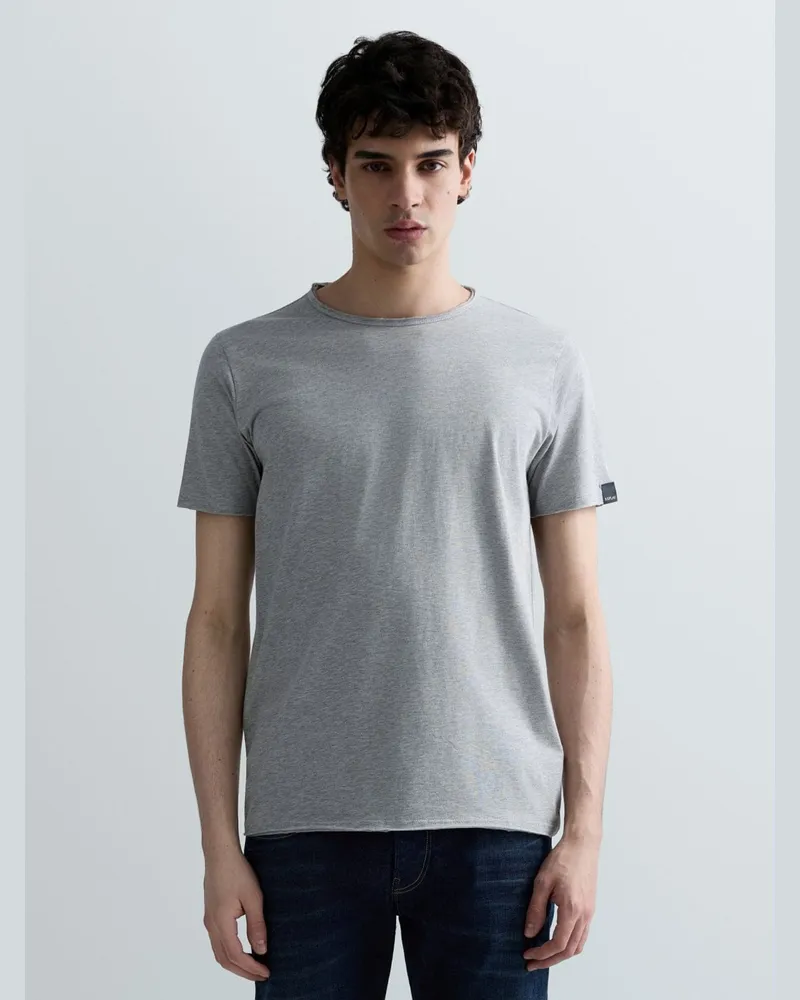Replay T-Shirt mit Rundhals aus leichtem Baumwolljersey in Grau