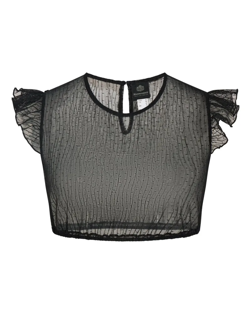 Hammerschmid Chiffon-Dirndlbluse Cleo mit Flügelärmeln in Schwarz
