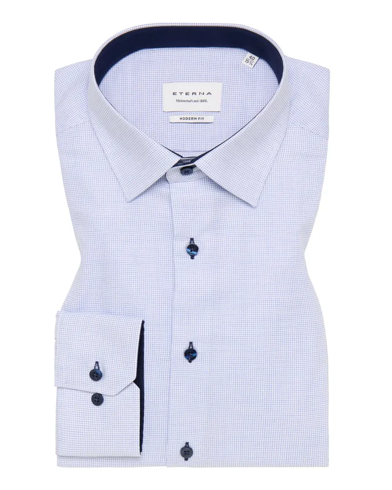 Eterna Bügelfreies Baumwollhemd mit extralangem Arm, Modern Fit in Hellblau