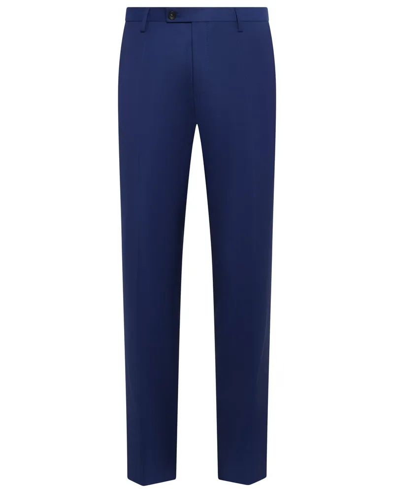 CG Stoffhose aus Schurwolle mit Bügelfalte, Slim Fit in Königsblau