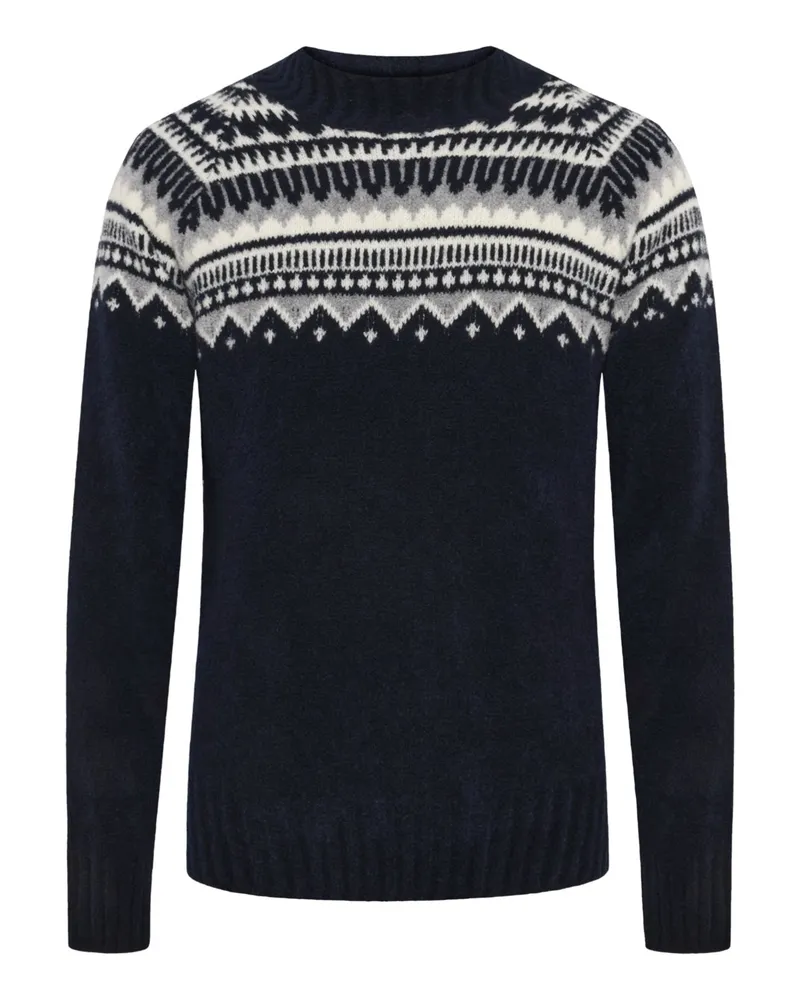 Gran Sasso Softer Pullover mit Norwegermuster und Turtleneck in Marine