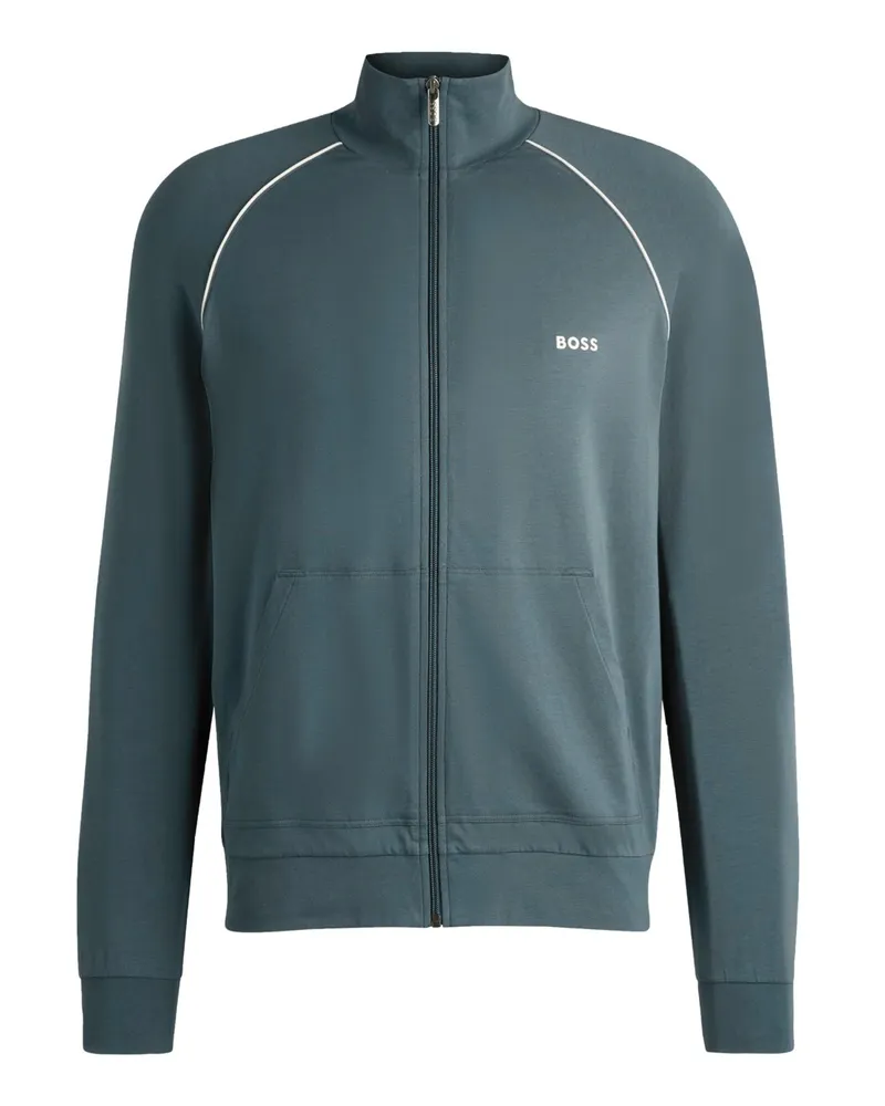HUGO BOSS Homewear-Sweatjacke mit Logo-Stickerei in Grün