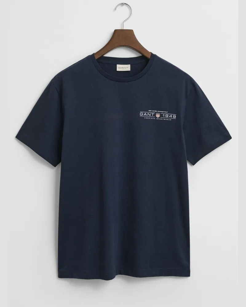 Gant T-Shirt aus Baumwolljersey mit Label-Print in Marine