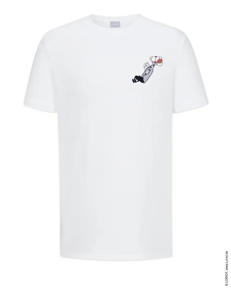 Mey Jersey T-Shirt mit Stretch und Loriot-Print in Weiß