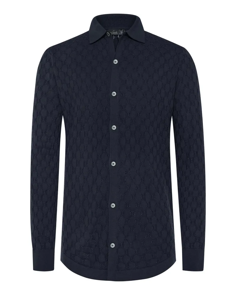 van Laack Strickshirt aus Woll-Seiden-Mix in Marine