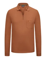 Ragman Langarm-Poloshirt aus softer Baumwollmischung mit Fineliner Orange