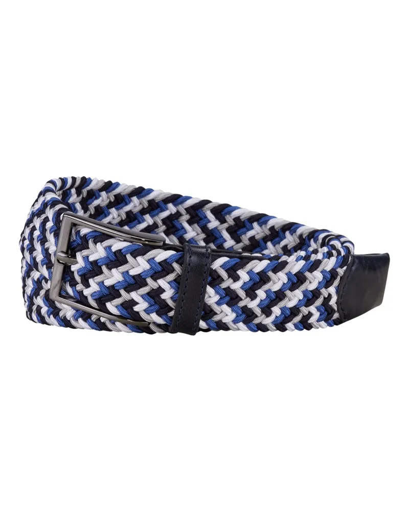Tom Rusborg Elastischer Flechtgürtel mit Leder-Details im Farbmix in Mittelblau