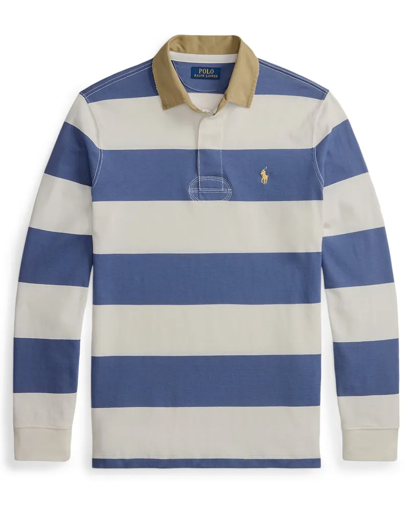 Ralph Lauren Rugbyshirt mit Blockstreifen und Pony-Stickerei, Classic Fit in Königsblau