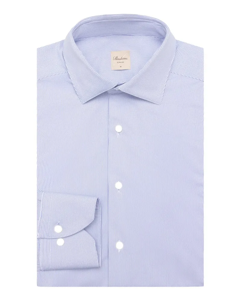 Stenströms Glattes Stretch-Hemd mit Kentkragen, Slimline in Blau