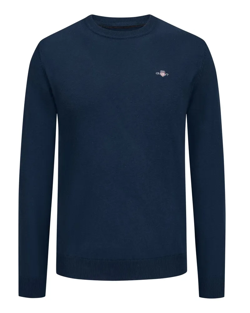 Gant Leichter Pullover aus einem Baumwollmix mit Logo-Stickerei in Marine