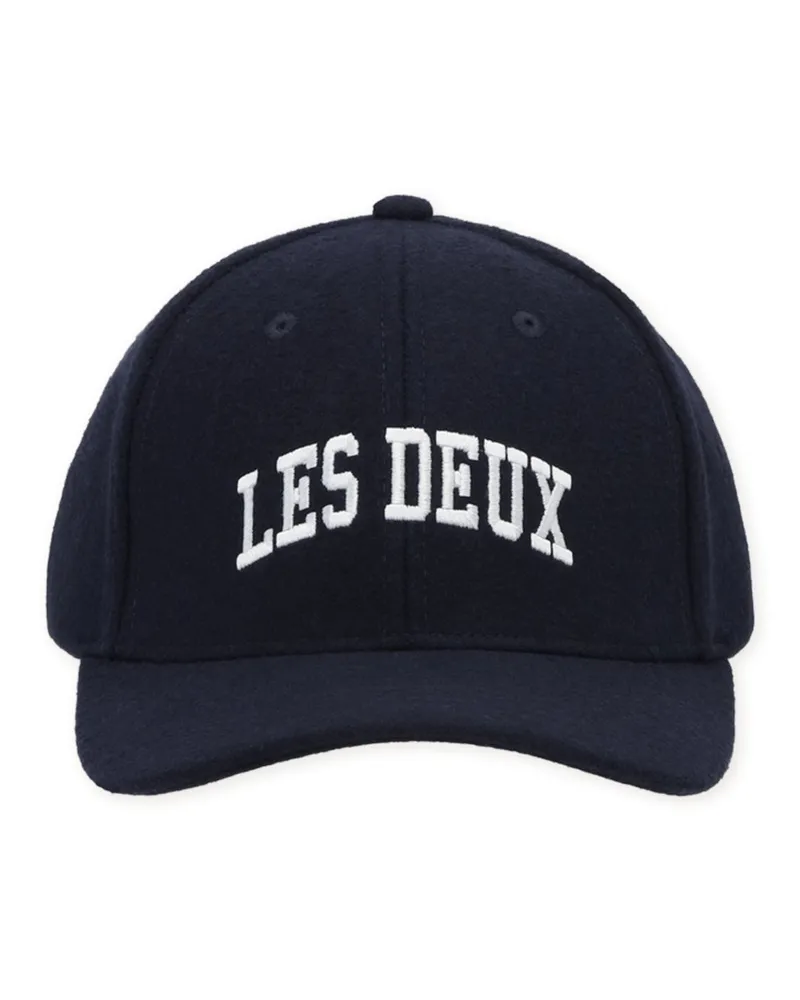 LES DEUX Flanell Cap aus einem Woll-Mix mit Label-Schriftzug in Marine