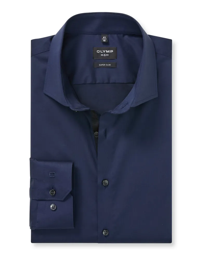 Olymp No. Six, Super Slim Fit, Hemd mit Stretchanteil in Marine