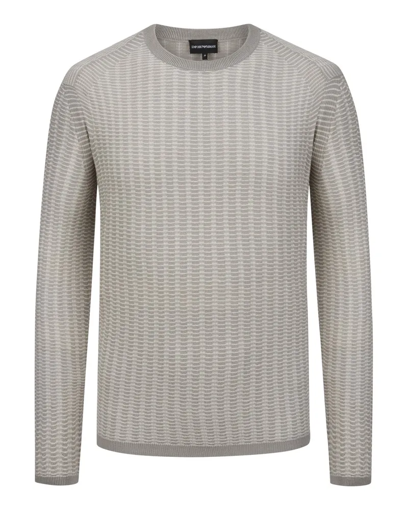 Emporio Armani Ultraleichter Bicolor-Pullover aus Lyocell-Mix in Beige