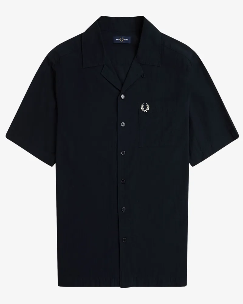 Fred Perry Kurzarmhemd mit Logo-Stickerei und Brusttasche in Marine