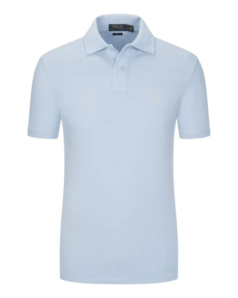 Ralph Lauren Piqué-Poloshirt mit Polosreiter-Stickrei, Custom Slim Fit in Hellblau