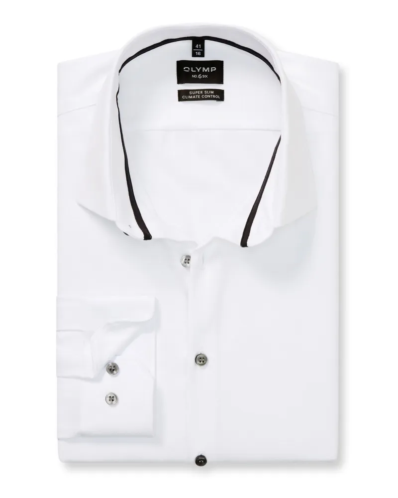 Olymp No. Six, Super Slim, Stretch-Hemd mit extralangem Arm in Weiß