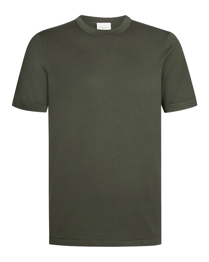 Profuomo Glattstrick-T-Shirt aus Baumwolle in Oliv