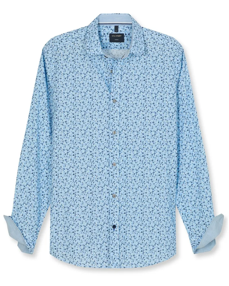 Olymp Casual, Hemd aus Baumwolle mit floralem Print in Hellblau