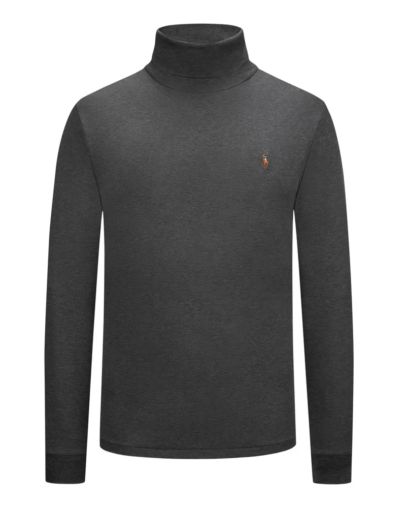 Ralph Lauren Leichter Rollkragenpullover in Jersey-Qualität mit Logo-Stickerei in Anthrazit
