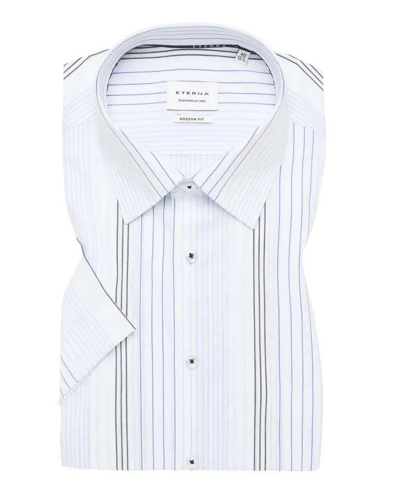 Eterna Bügelfreies Kurzarmhemd mit Streifenmuster, Modern Fit in Blau
