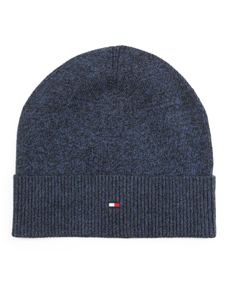 Tommy Hilfiger Mütze mit dezentem Kaschmiranteil und Logo-Aufnäher in Marine