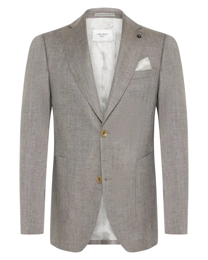 Carl Gross Einreiher-Sakko Freedy aus einem Leinen-Schurwolle-Mix in Braun