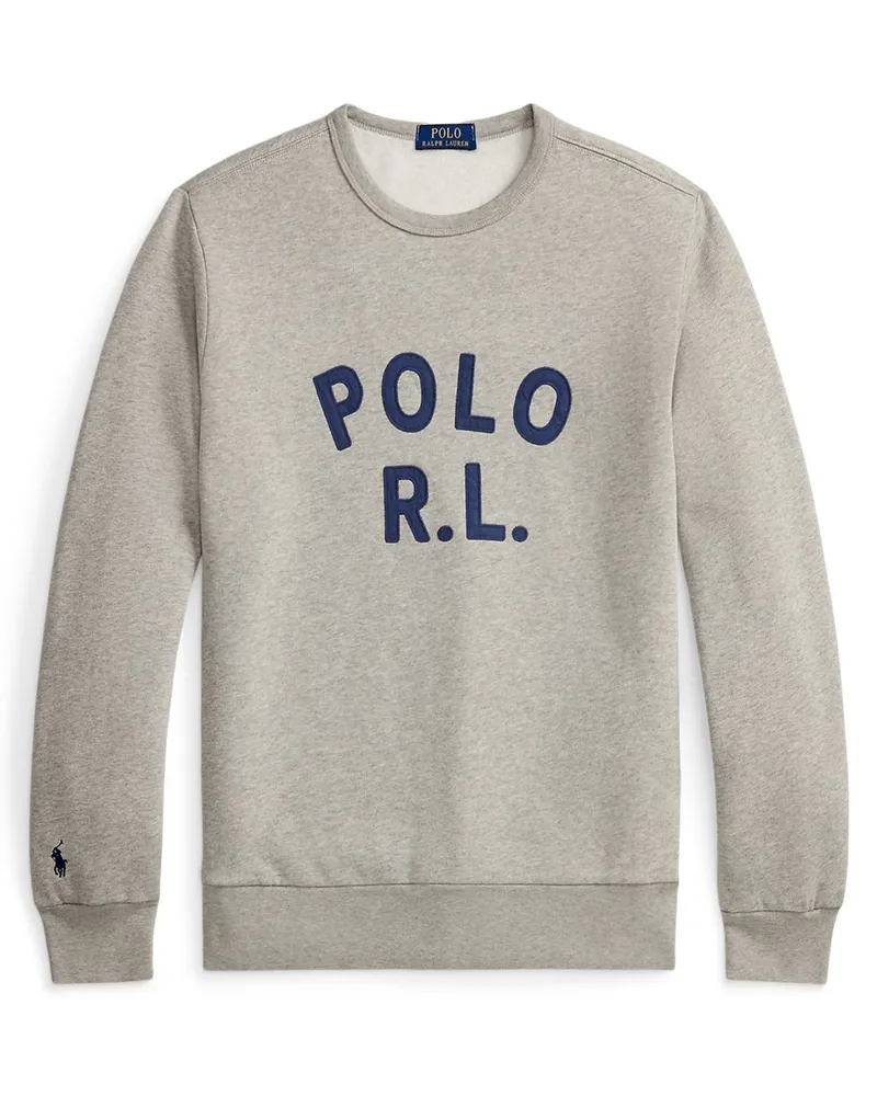 Ralph Lauren Sweatshirt mit aufgenähtem Logo-Schriftzug und Fleece-Innenseite in Grau