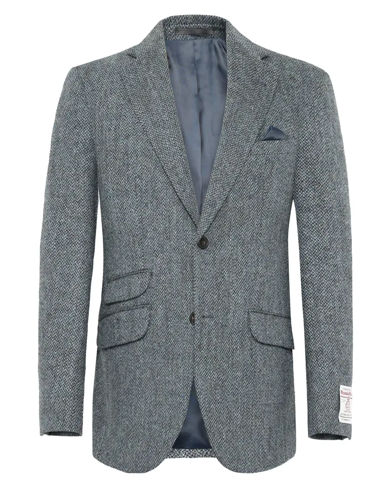 Wellington of Bilmore Sakko London aus Harris Tweed mit Ellenbogenpatches in Petrol