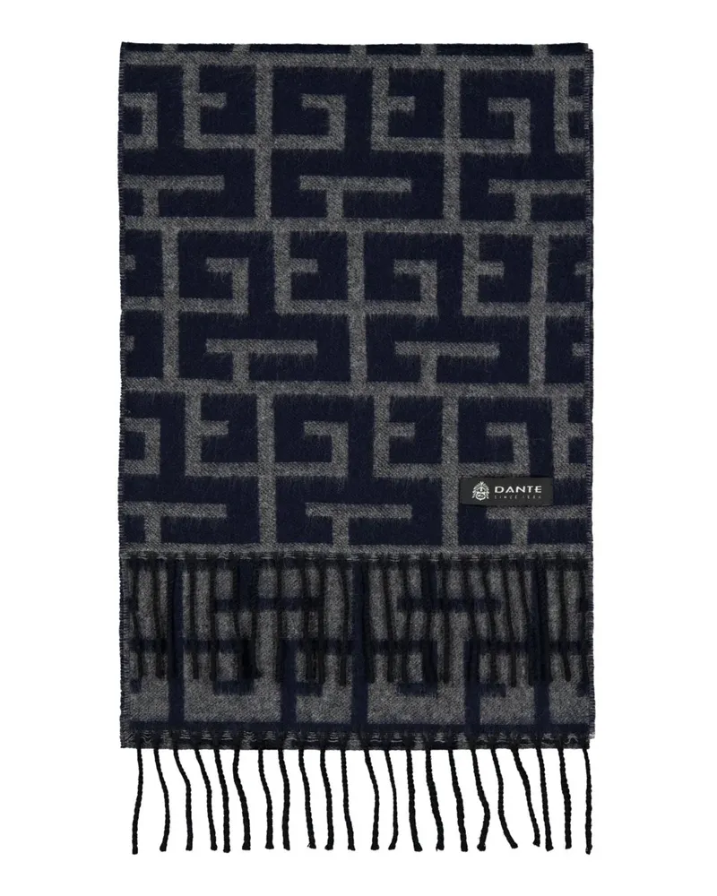 DANTE Schal aus Kaschmir und Wolle mit grafischem Muster in Marine