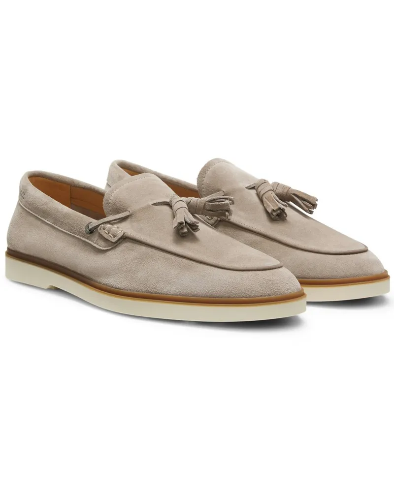 HUGO BOSS Sportlicher Loafer Hedley aus Veloursleder mit Quasten in Beige