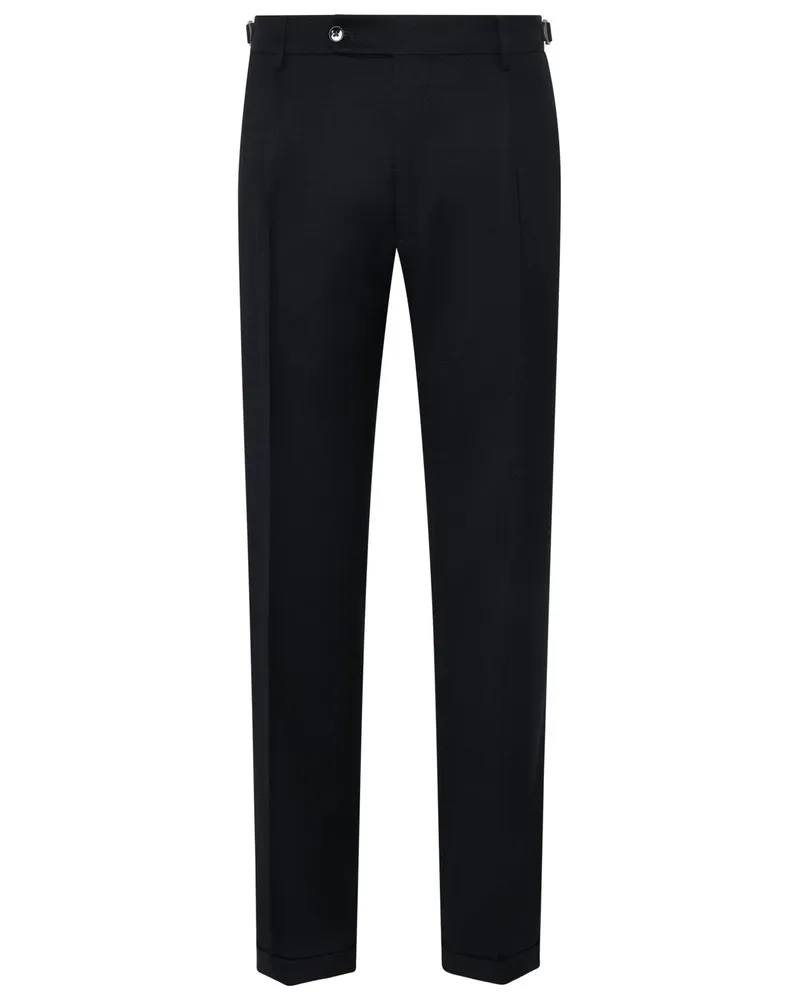Berwich Softe Flanellhose mit Seitenspannern und Bundfalte, Contemporary Fit in Marine