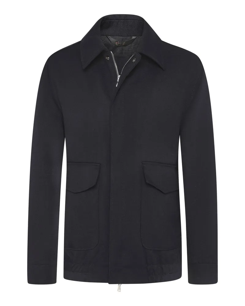 Briglia 1949 Übergangsjacke in Twill-Struktur mit Umlegekragen in Marine