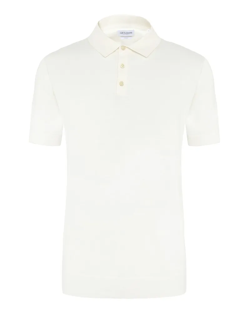 Tom Rusborg Leichtes Poloshirt mit gerippten Bündchen in Offwhite