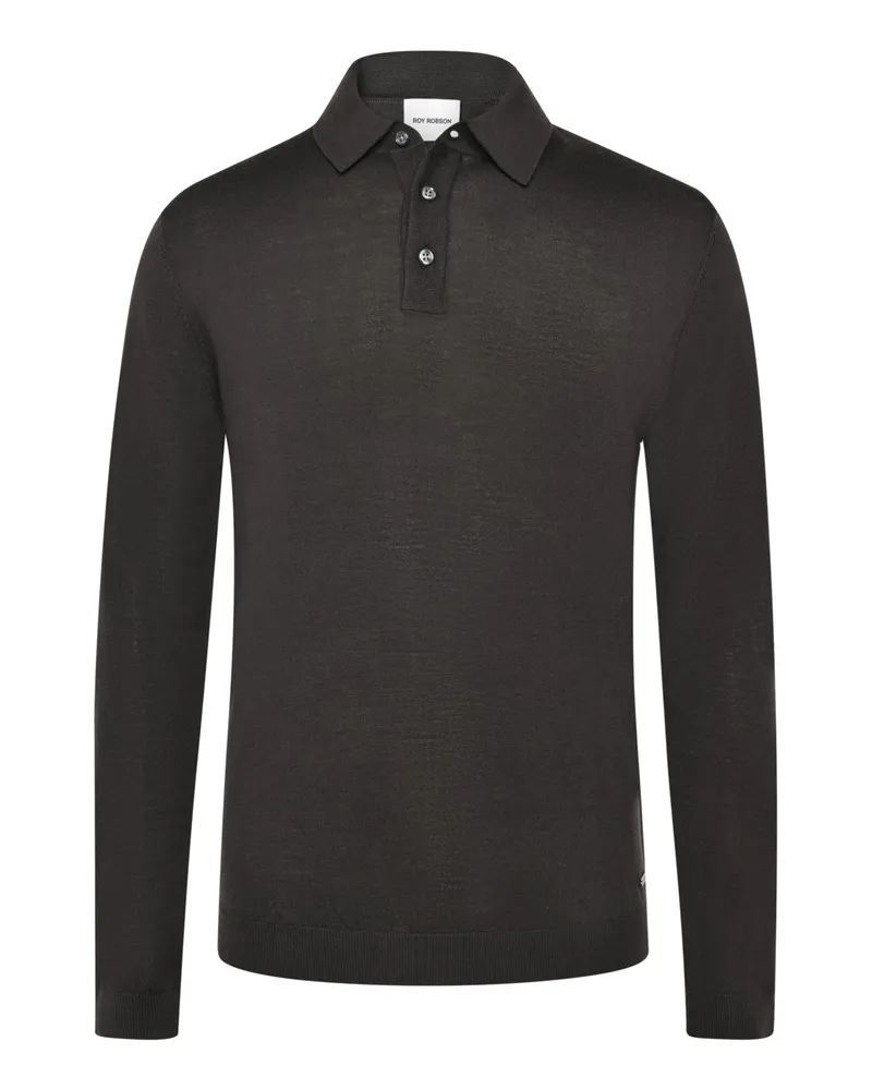 Roy Robson Glattstrick-Pullover aus Merinowolle mit Polokragen in Dunkelbraun