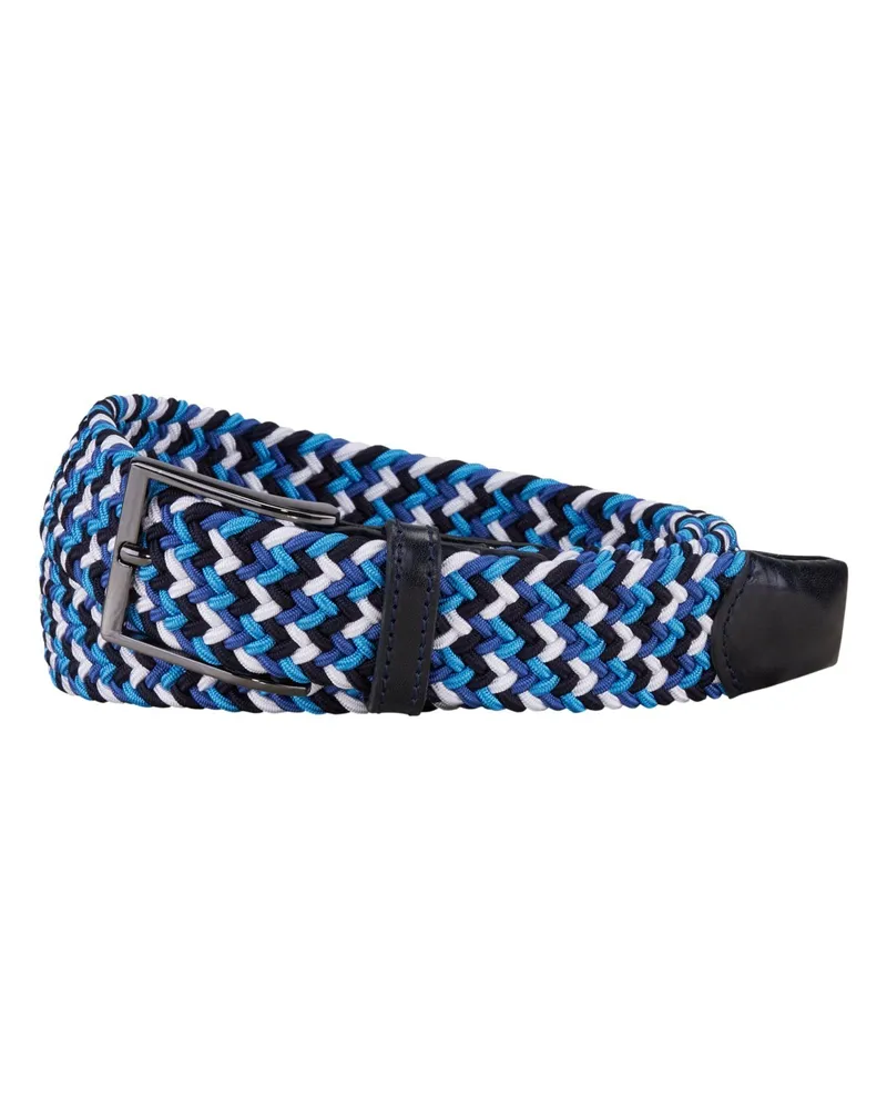 Tom Rusborg Elastischer Flechtgürtel mit Leder-Details im Farbmix in Blau