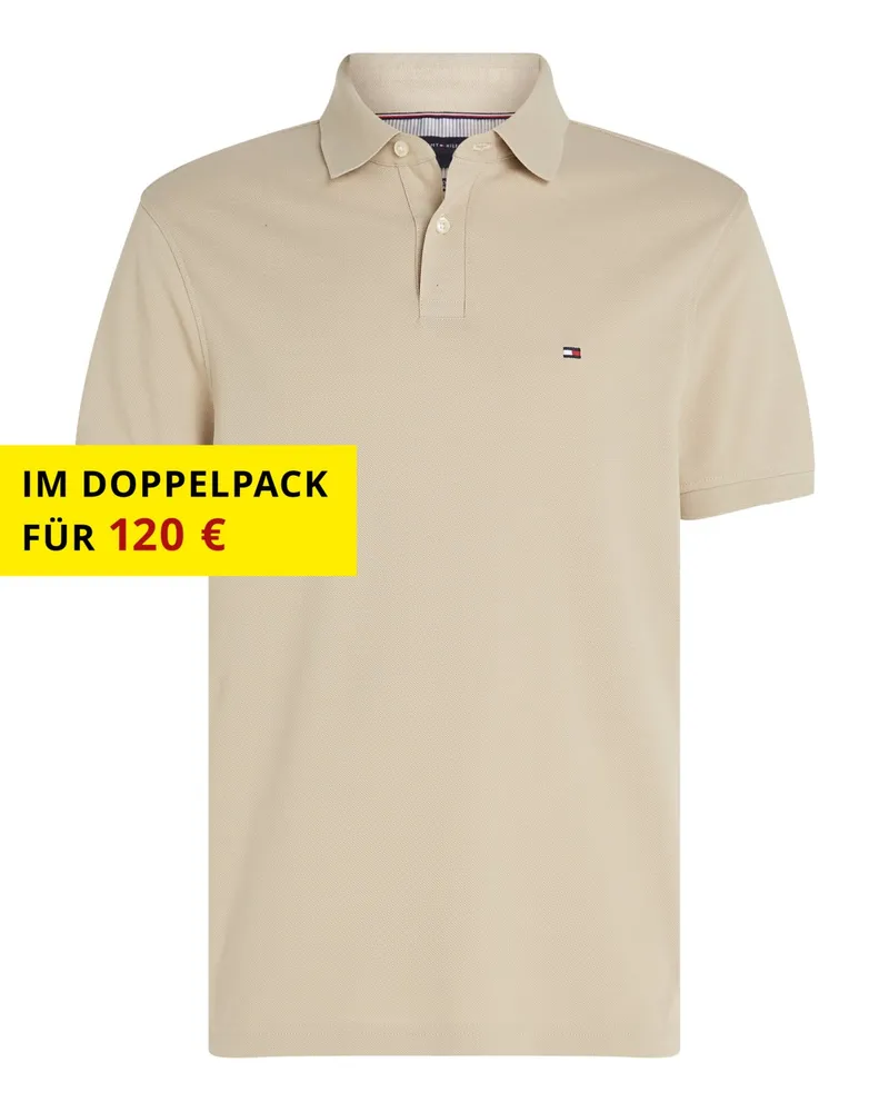 Tommy Hilfiger Piqué-Poloshirt Regular Fit 1985 mit kleiner Logo-Stickerei in Beige