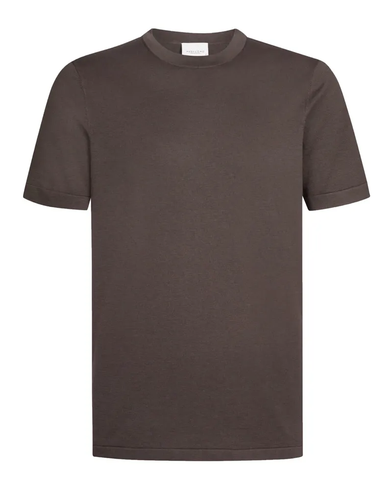 Profuomo Glattstrick-T-Shirt aus Baumwolle in Dunkelbraun