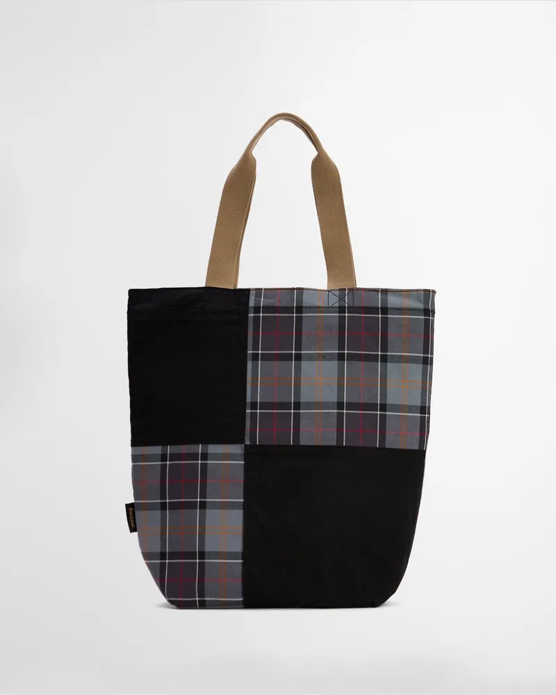 Barbour City-Tragetasche mit Patchwork-Details in Schwarz