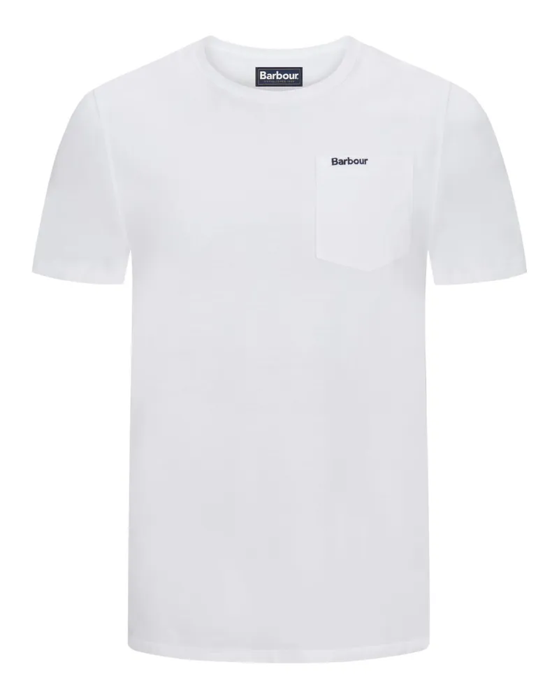 Barbour T-Shirt aus Baumwolle mit Brusttasche und Label-Schriftzug in Weiß