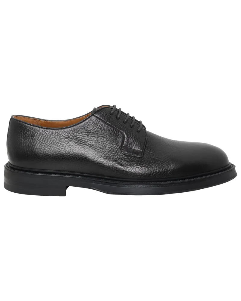 Magnanni Derby-Schnürer aus genarbtem Leder mit besonders elastischer Sohle in Schwarz