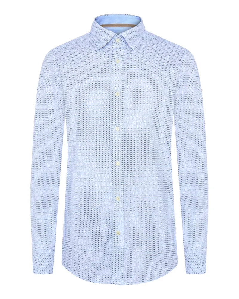 FIL NOIR Gemustertes Hemd aus Baumwolle mit Kentkragen in Hellblau