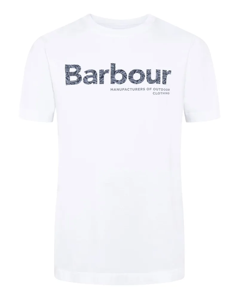 Barbour Baumwoll-T-Shirt mit Label-Print auf der Brust, Relaxed Fit in Weiß