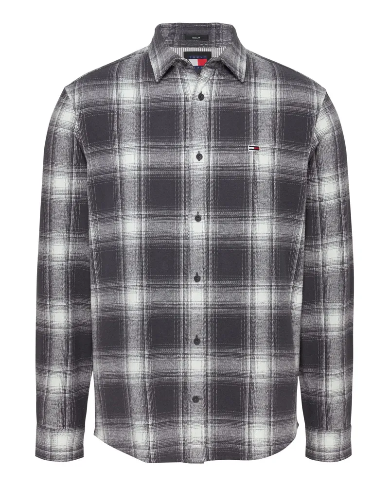 Tommy Hilfiger Leichtes Flannelhemd mit Glencheck-Muster, Regular Fit Grau